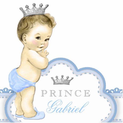 Silver and Blue Prince Baby Boy Statuette
