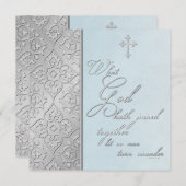 Silver and Blue Scrolled Wedding Invitation (Front/Back)