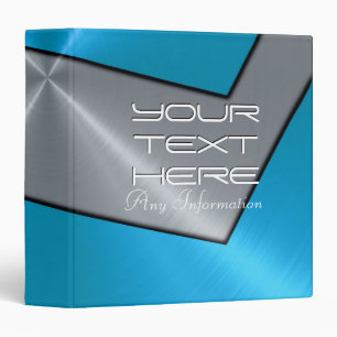 Silver and blue shiny stainless steel metal 3 ring binder