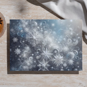 Silver and Blue Snowflake Tissue Paper