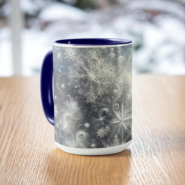 Silver and Blue Snowflake Winter Mug (Creator Uploaded)