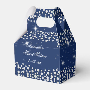 Silver and Blue Sparkle, Sweet Sixteen, Custom Favor Boxes