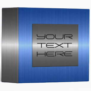 Silver and Blue Stainless Steel Metal 3 Ring Binder