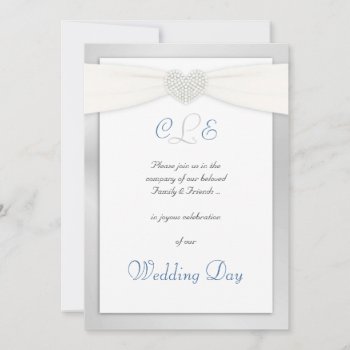 Silver And Blue Winter White Wedding Invitations by SquirrelHugger at Zazzle