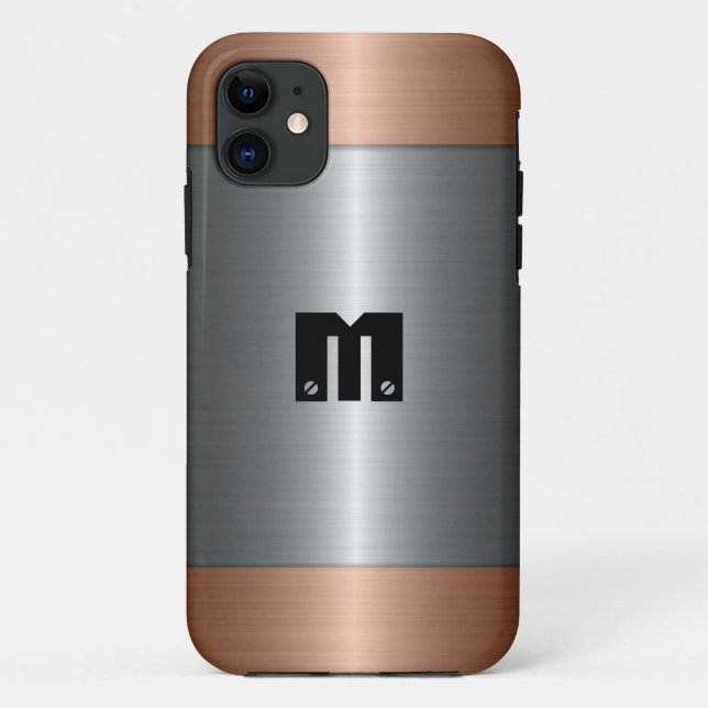 Silver and Bronze Stainless Steel Metal Case-Mate iPhone Case (Back)