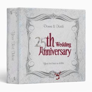 Silver and Burgundy Anniversary Binder