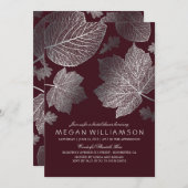 Silver and Burgundy Leaves Fall Bridal Shower Invitation (Front/Back)