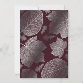 Silver and Burgundy Leaves Fall Bridal Shower Invitation (Back)