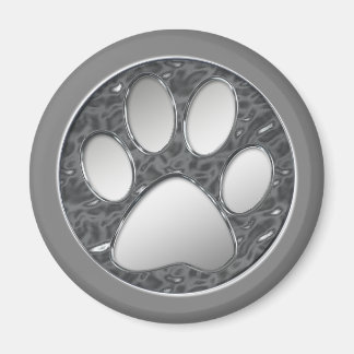 SILVER AND CHROME PAW PRINT MAGNET