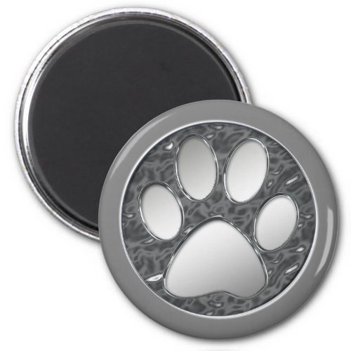 SILVER AND CHROME PAW PRINT MAGNET