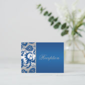 Silver and Cobalt Blue Damask Enclosure Card (Standing Front)