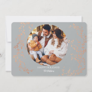 Silver and Copper Photo Holiday Greeting Card