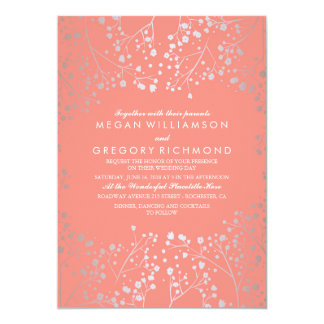 Coral And Silver Wedding Invitations 1