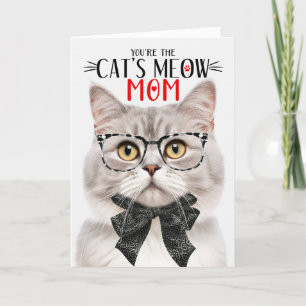 Silver and Cream Cat for Mom on Mother's Day Holiday Card