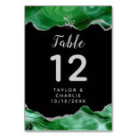 Silver and Dark Green Agate Wedding Table Number