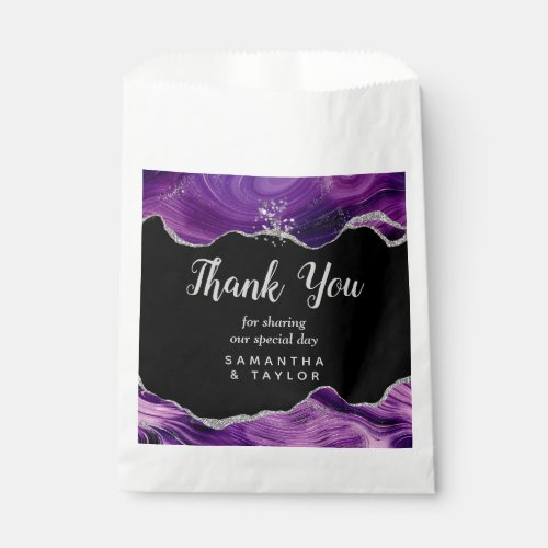 Silver and Dark Purple Agate Wedding Thank You Favor Bag