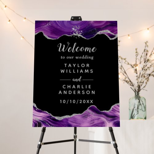 Silver and Dark Purple Agate Welcome Foam Board