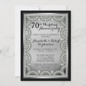 Silver and Diamond 70th Wedding Anniversary Party Invitation (Front)