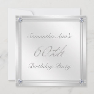 Silver and Diamond Effect 60th Birthday Party Invitation