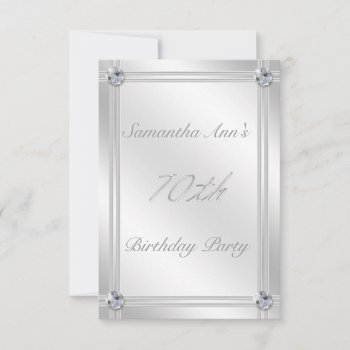 Silver And Diamond Effect 70th Birthday Party Invitation by Truly_Uniquely at Zazzle