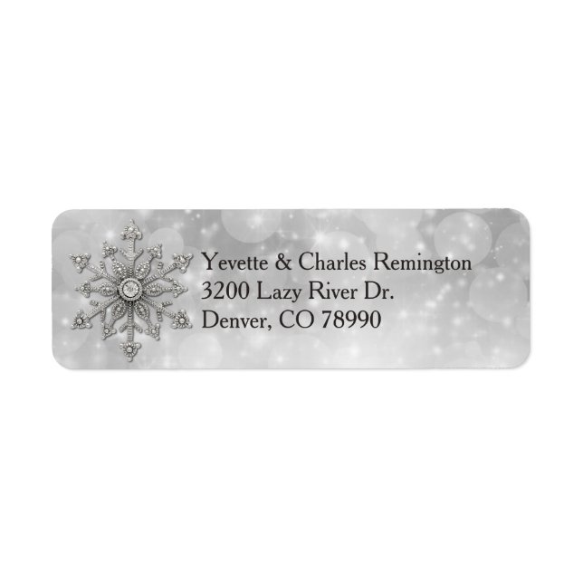 Silver and Diamond Snowflake Address Labels (Front)