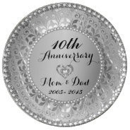 Silver And Diamonds 10th Wedding Anniversary Plate at Zazzle