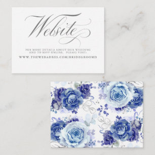 Silver and Dusty Blue Floral Wedding Details Enclosure Card