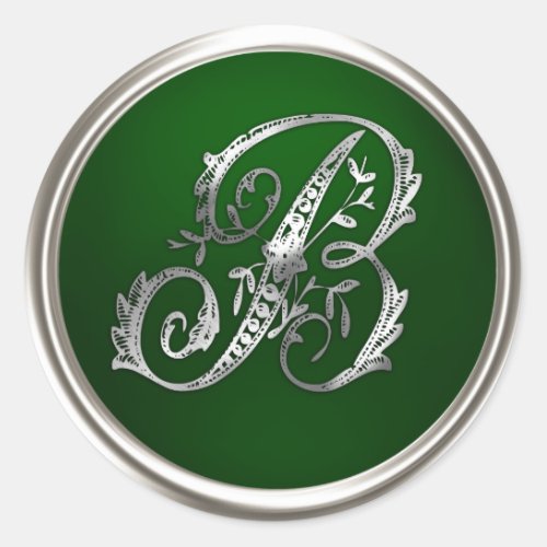 Silver and Emerald Monogram B Envelope Seal