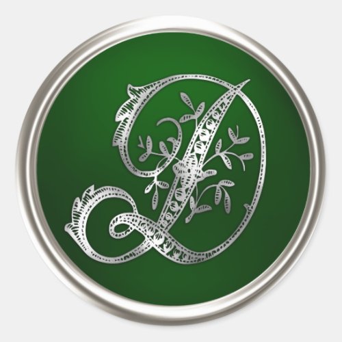 Silver and Emerald Monogram D Envelope Seal