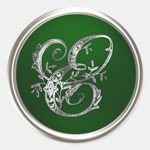 Silver and Emerald Monogram E Envelope Seal
