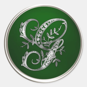 Silver and Emerald Monogram G Envelope Seal