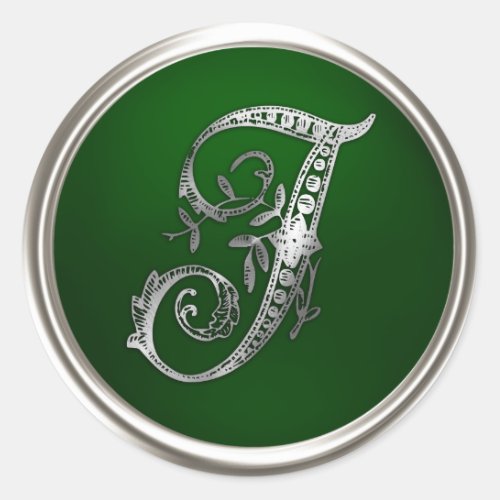 Silver and Emerald Monogram I Envelope Seal