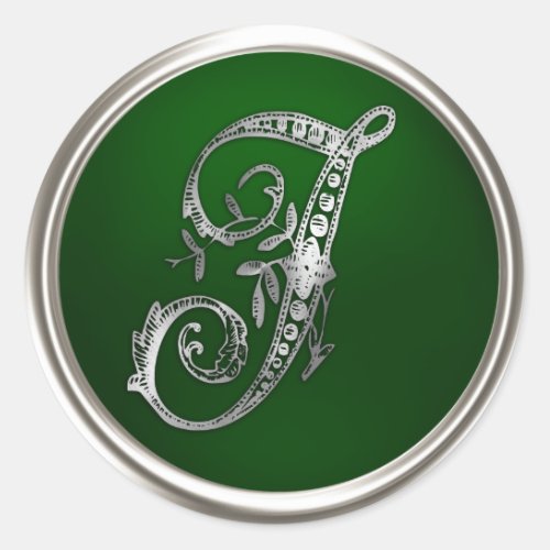 Silver and Emerald Monogram J Envelope Seal