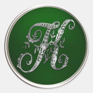 Silver and Emerald Monogram K Envelope Seal