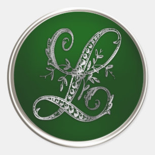 Silver and Emerald Monogram L Envelope Seal