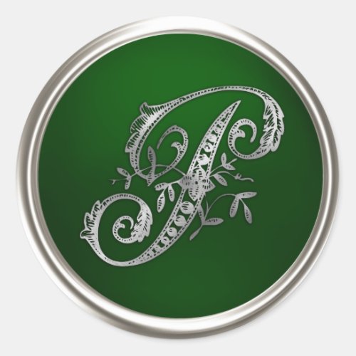 Silver and Emerald Monogram P Envelope Seal