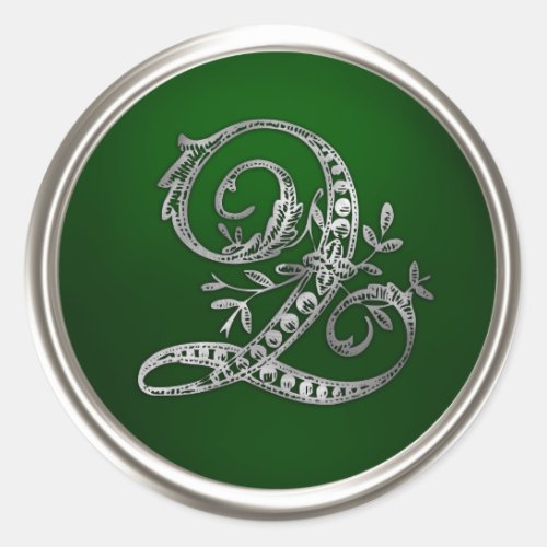 Silver and Emerald Monogram Q Envelope Seal