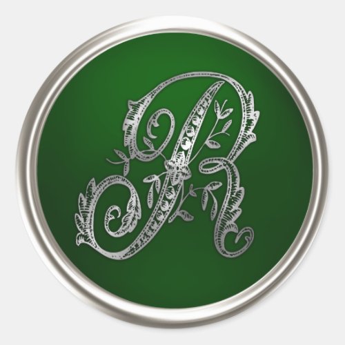 Silver and Emerald Monogram R Envelope Seal