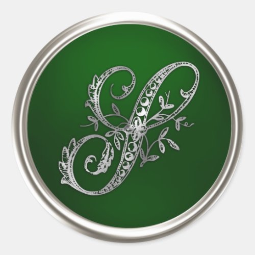 Silver and Emerald Monogram S Envelope Seal