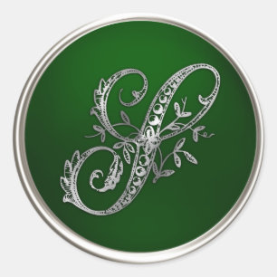 Silver and Emerald Monogram S Envelope Seal