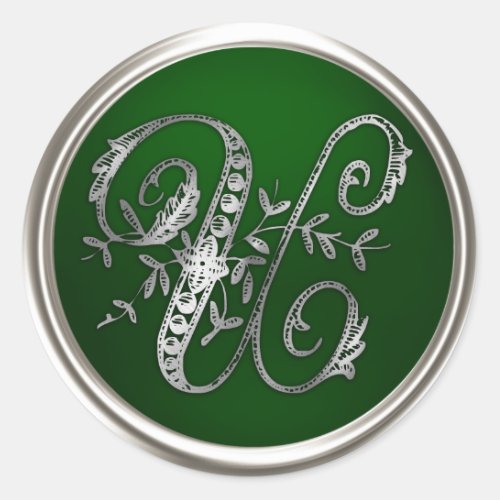 Silver and Emerald Monogram U Envelope Seal