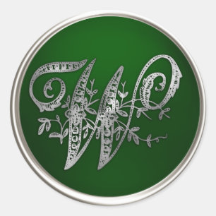 Silver and Emerald Monogram W Envelope Seal