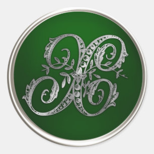 Silver and Emerald Monogram X Envelope Seal