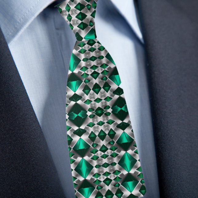 Silver and Emerald Pattern Neck Tie (Creator Uploaded)