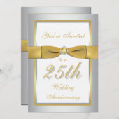 Silver and Gold 25th Anniversary Invitation (Front/Back)