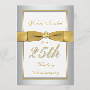 Silver and Gold 25th Anniversary Invitation