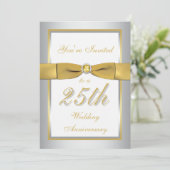 Silver and Gold 25th Anniversary Invitation (Standing Front)