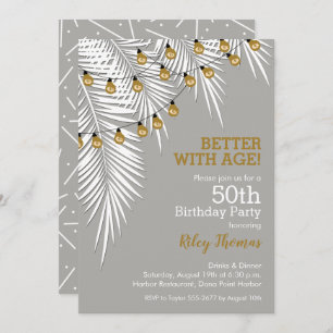 Silver and Gold 50th Birthday Palms Invitation
