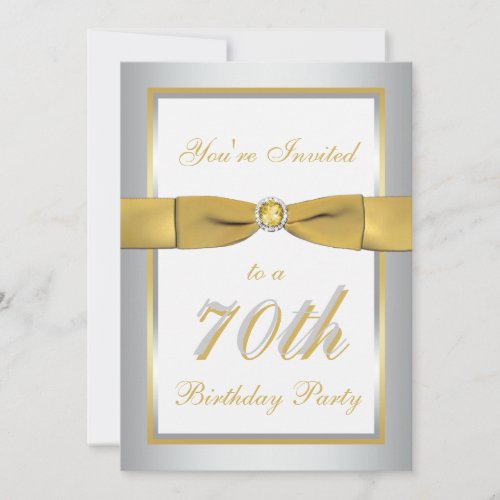 Silver and Gold 70th Birthday Invitation