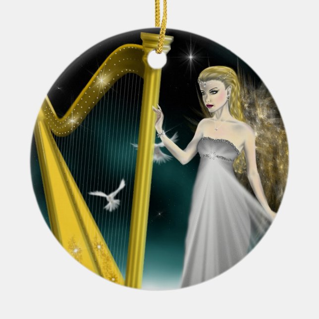 Silver and Gold Angel Circle Ornament (Front)